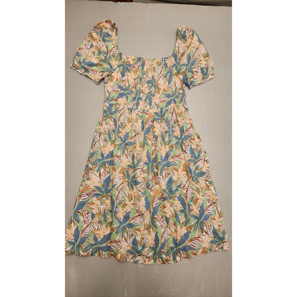 Roxy Babydoll Dress Small Boho Tropical Coquette Milkmaid Beach Sweetheart Dress - Picture 1 of 16